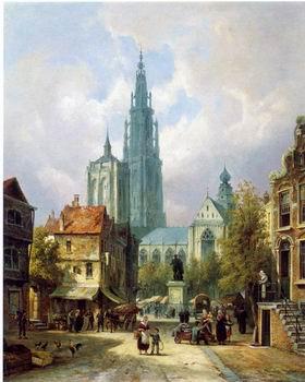 unknow artist European city landscape, street landsacpe, construction, frontstore, building and architecture.073 oil painting image